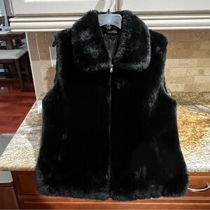 Brooks Brothers Black Faux Fur Vest